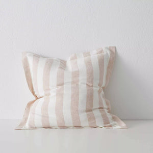 Luca Blush 50x50cm Stonewash European Linen Cushion - Cotier Classiqué