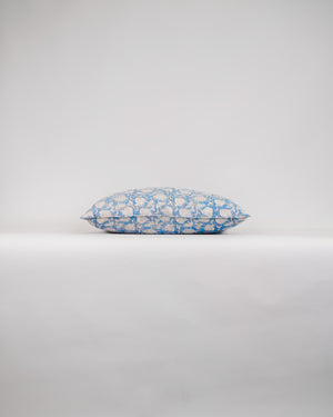 Marbella Azure 50x50cm Printed Linen Cushion - Cotier Classiqué