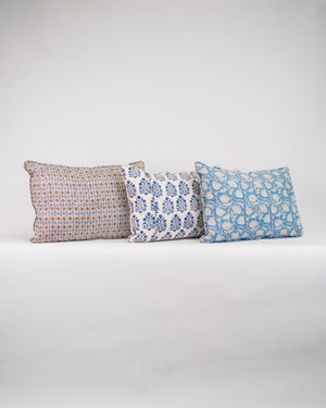 Amer Azure 40x60cm Printed Linen Cushion - Cotier Classiqué