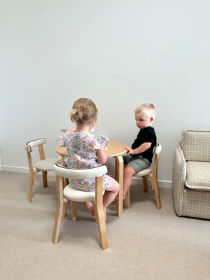Monaco Kids Table and Chair Set - Fabric - Chai Check - Cotier Classiqué