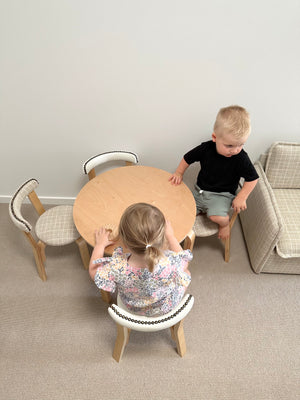 Monaco Kids Table and Chair Set - Fabric - Chai Check - Cotier Classiqué